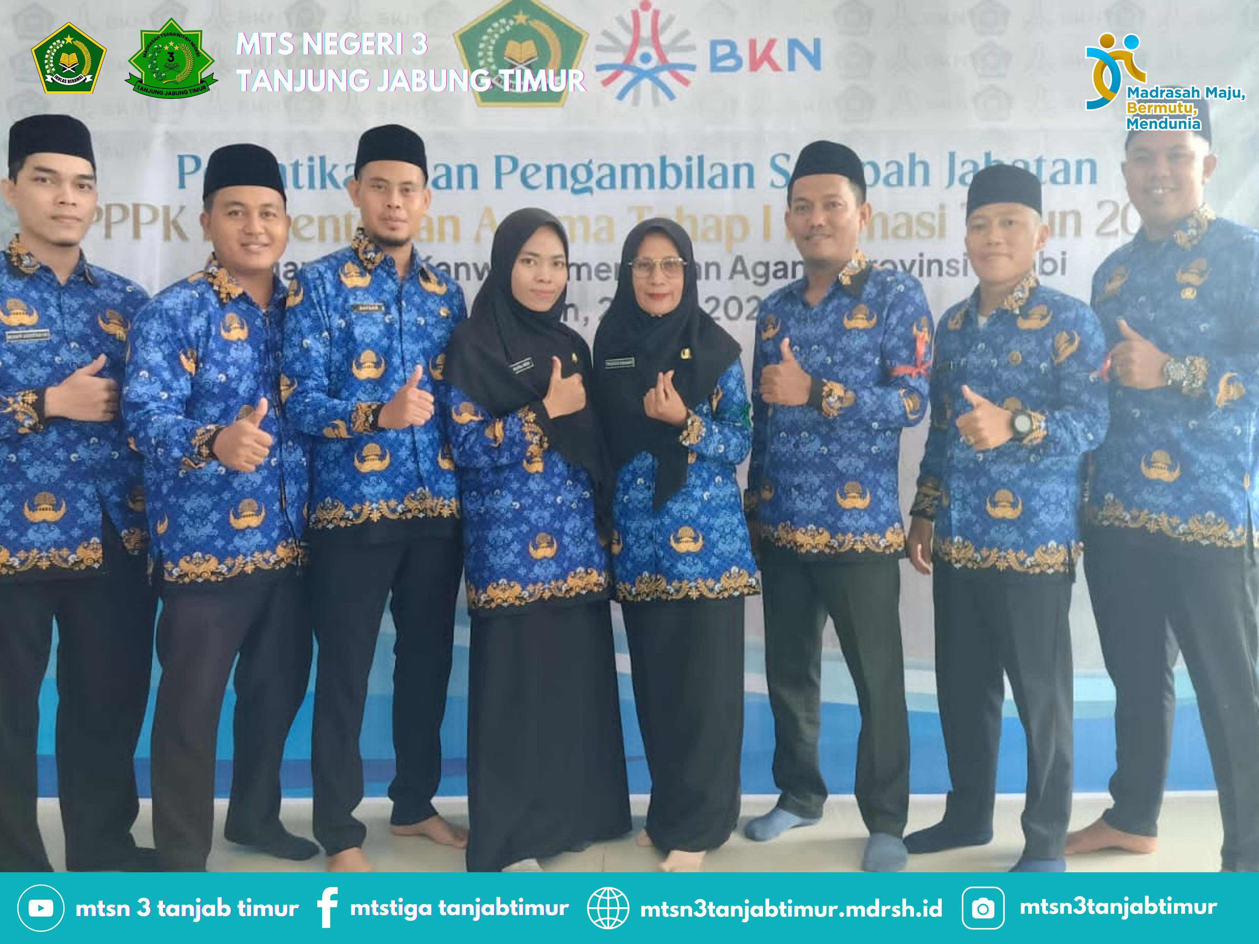 Tujuh  Pegawai MTsN 3 Tanjung Jabung Timur Resmi Dilantik Menjadi PPPK 2025