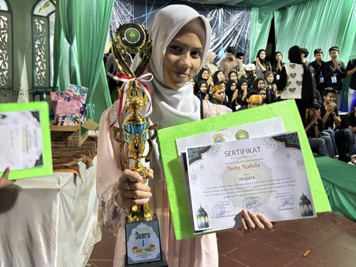 Membanggakan! Nabilah dari MTsN 3 Tanjung Jabung Timur Juara 1 Lomba Tilawah Gelora Ramadhan Season 9