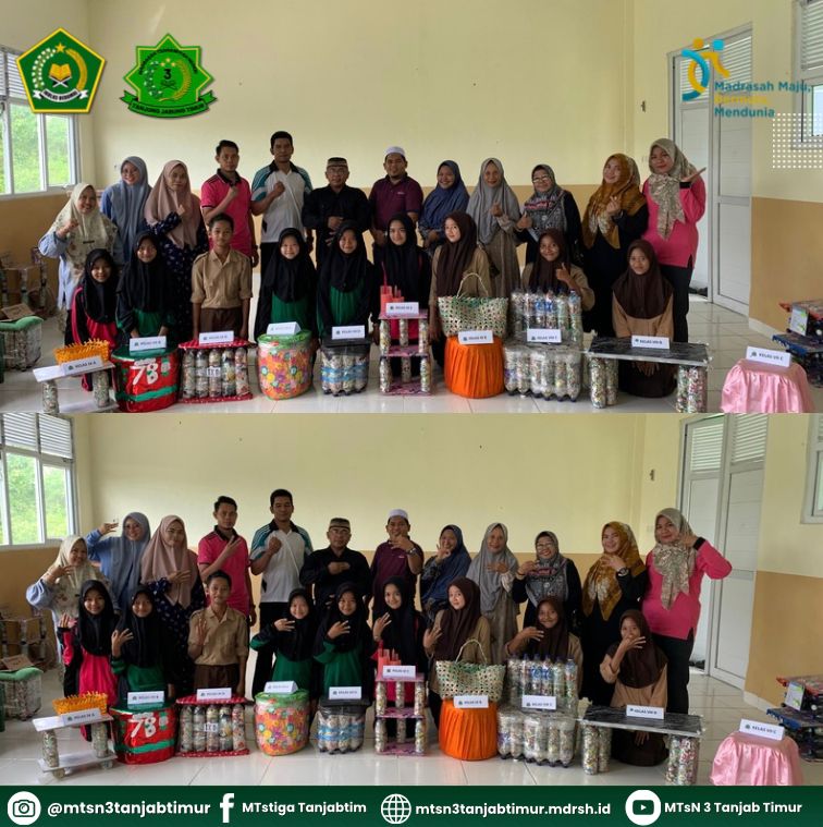 Siswa - Siswi MTsN 3 Tanjung Jabung Timur Gelar karya P5RA Dengan Tema Gaya Hidup Berkelanjutan (Ecobrick)