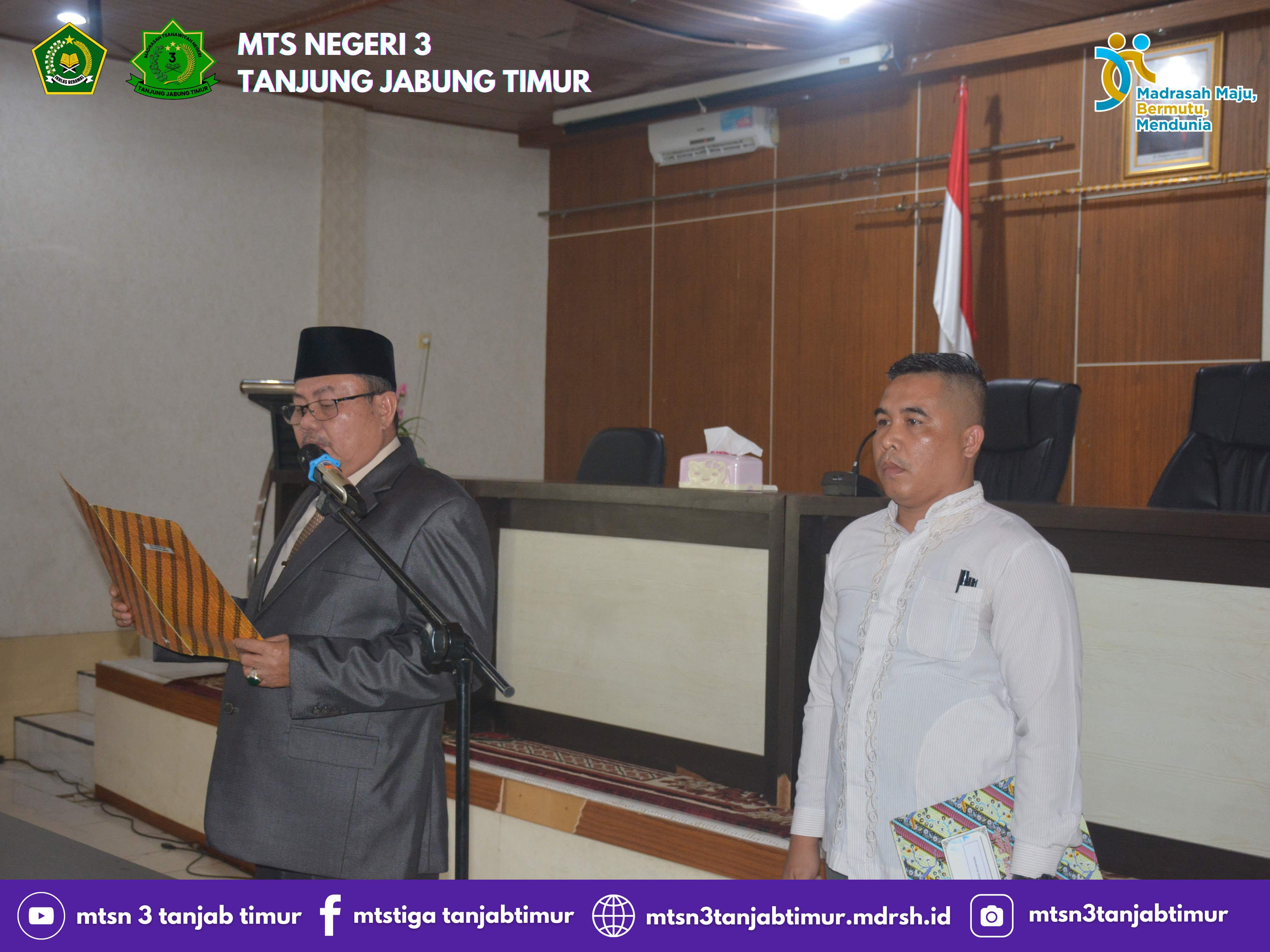 Kepala MTsN 3 Tanjung Jabung Timur Hadiri Pelantikan dan Serah Terima Jabatan Kepala KUA Se-Tanjab Timur