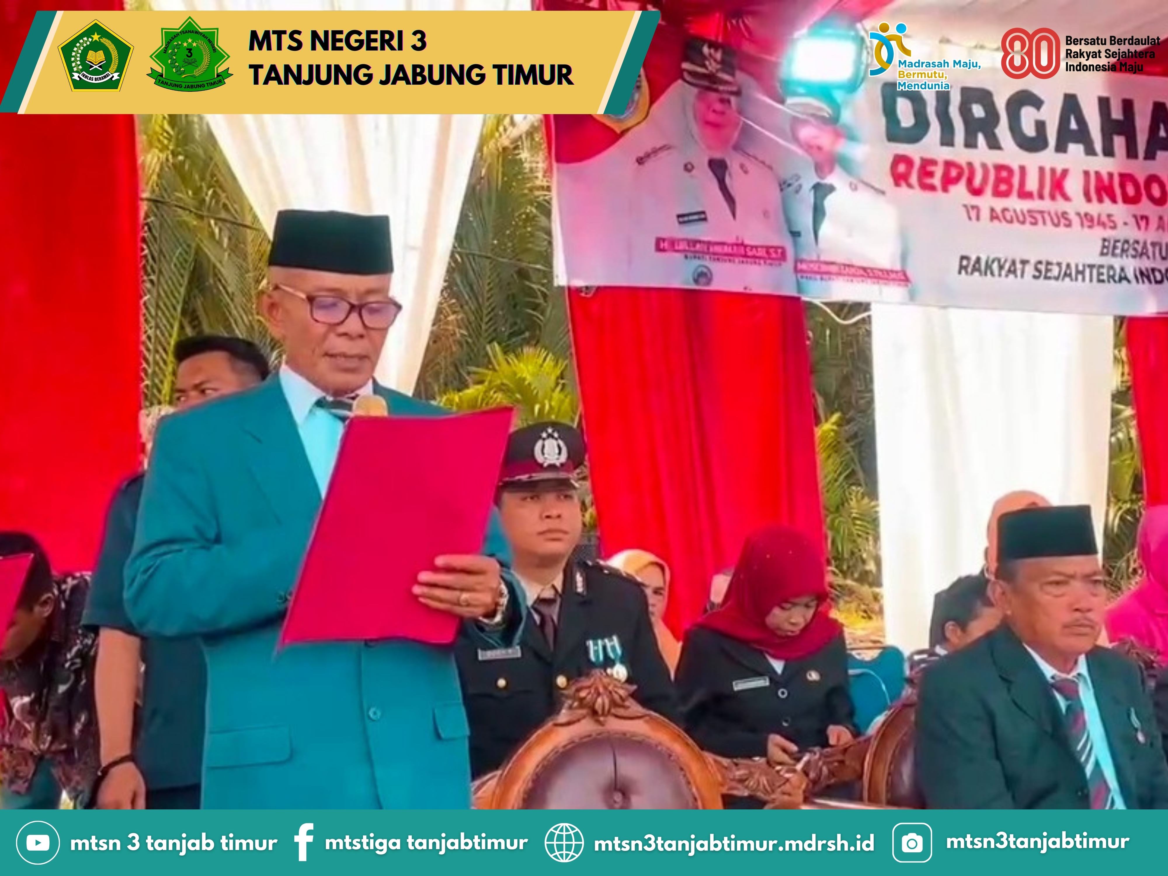Drs. Jafri, Guru MTsN 3 Tanjung Jabung Timur, Bacakan Teks Proklamasi di HUT RI ke-80