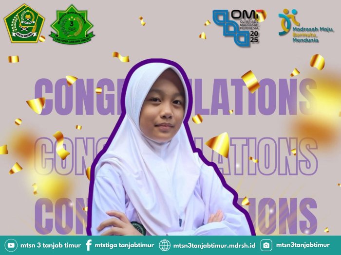 Siswa MTsN 3 Tanjung Jabung Timur Kembali Ukir Prestasi, Aulia Athifa Raih Juara 1 IPA OMI Tingkat Kabupaten