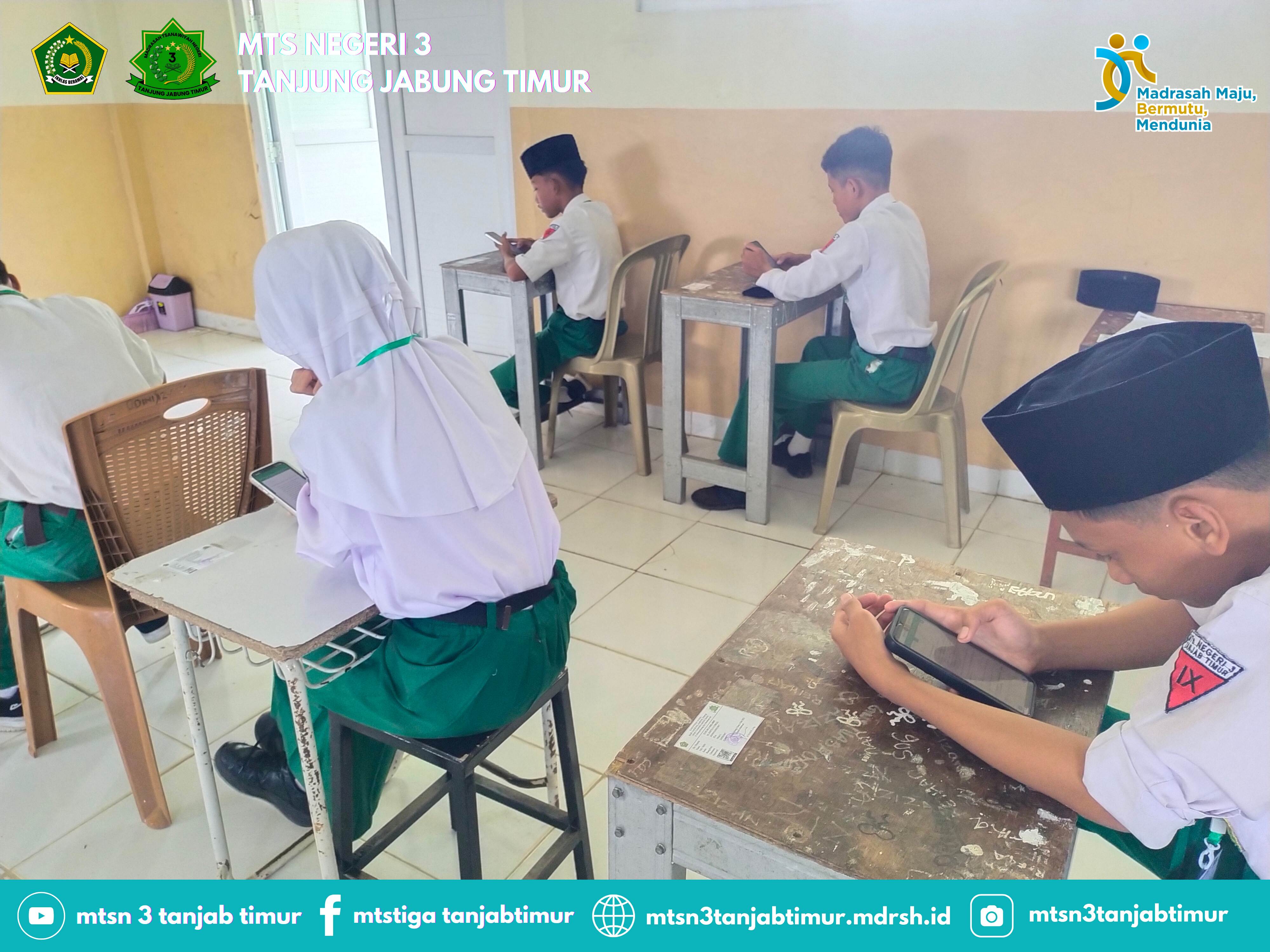 Siap Hadapi Era Digital, MTsN 3 Tanjung Jabung Timur Gelar Ujian Kelas IX via Android