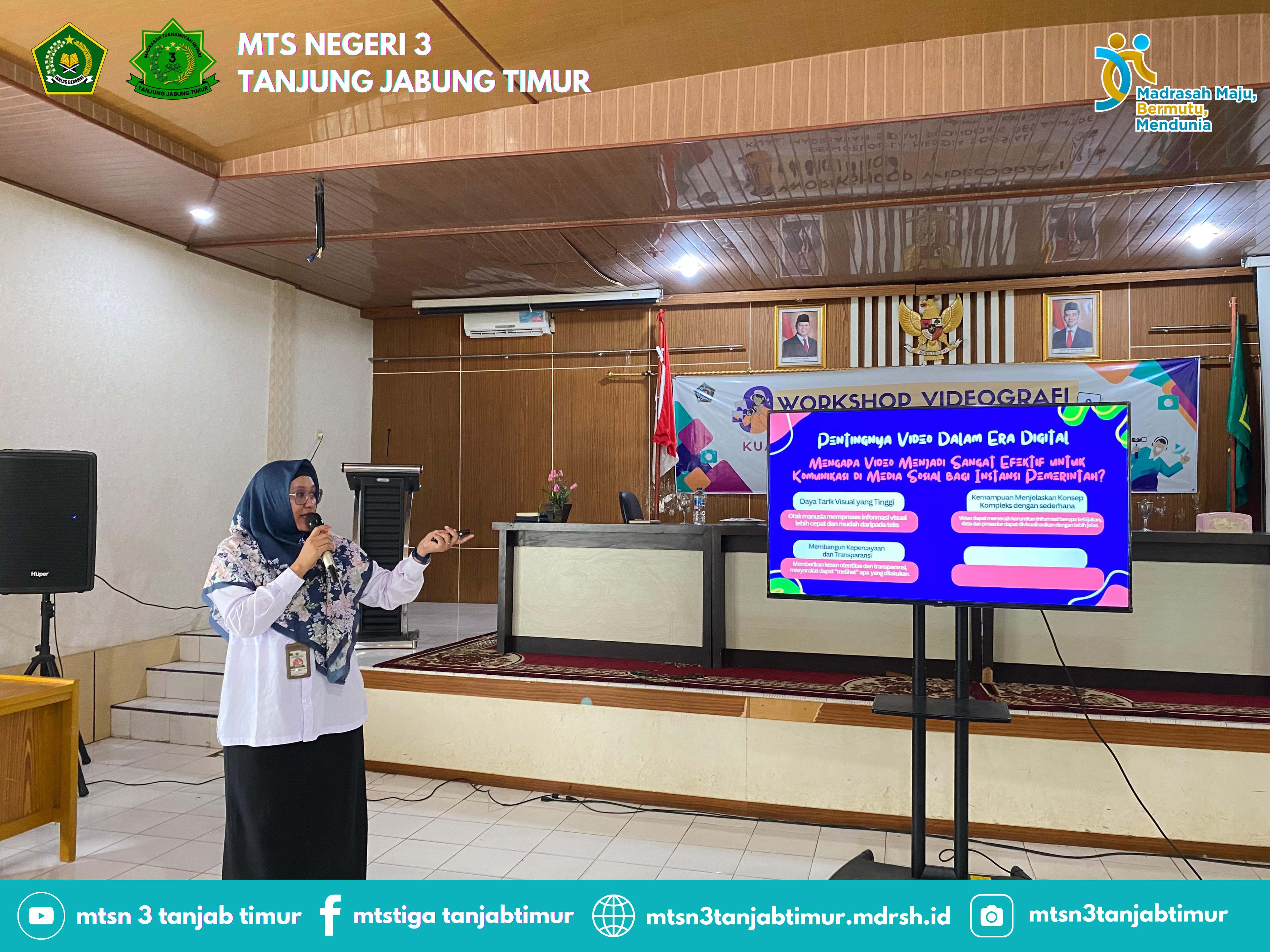 Workshop Videografi Pancing Antusiasme Pengelola Medsos MTsN 3 Tanjung Jabung Timur