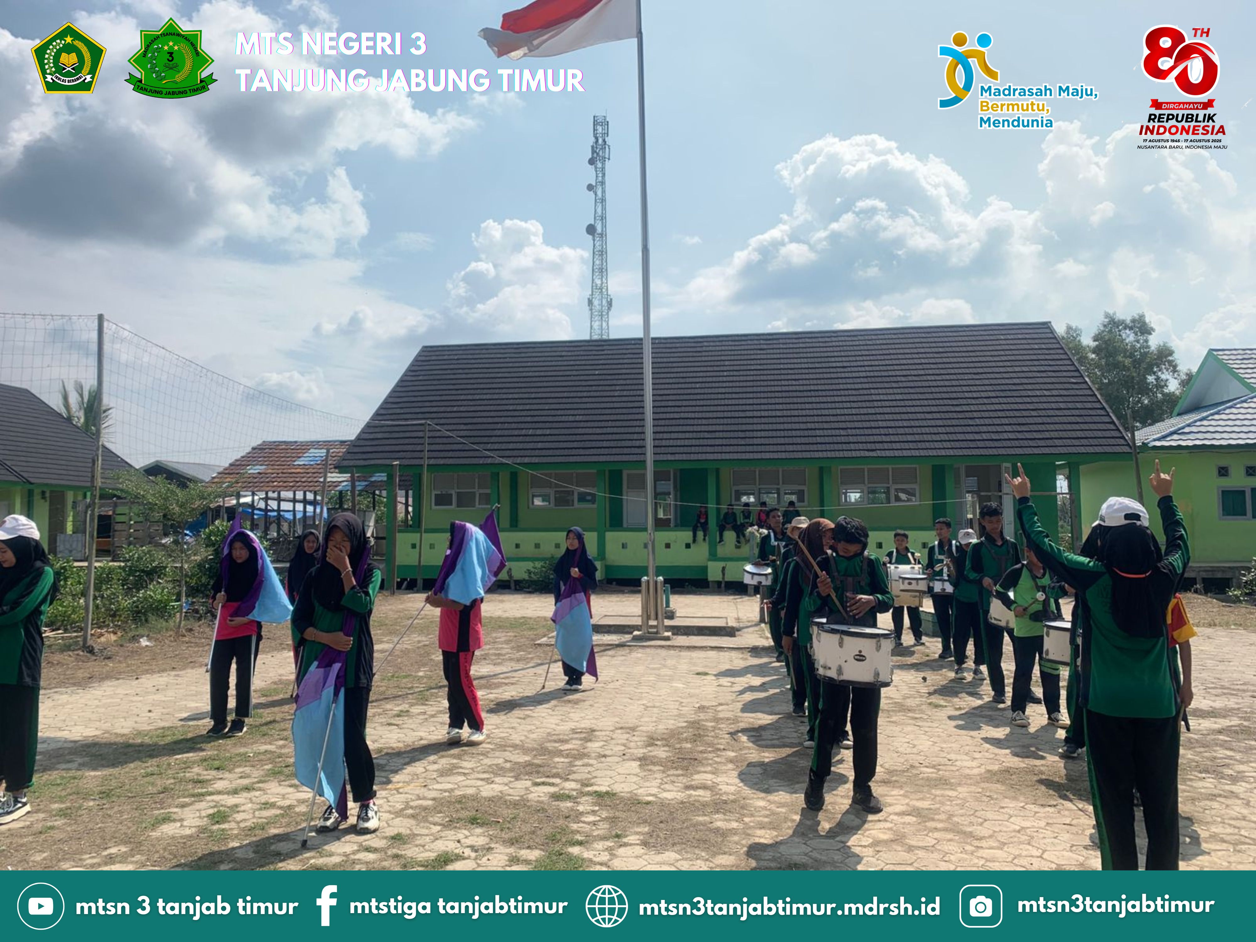 Tim Drumband MTsN 3 Tanjung Jabung Timur Matangkan Latihan Jelang Pawai 18 Agustus 2025