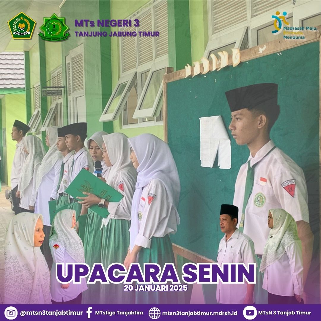 Lapangan Becek : MTsN 3 Tanjung Jabung Timur Laksanakan Upacara Bendera di Teras Madrasah 
