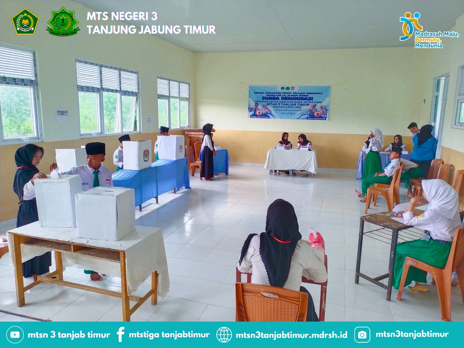 MTsN 3 Tanjung Jabung Timur Gelar P5RA Suara Demokrasi: Pemungutan Suara Ketua dan Wakil OSIM