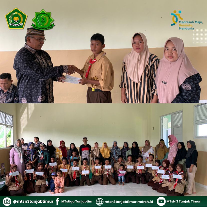 17 Peserta Didik Menerima Zakat Penghasilan ASN MTs Negeri 3 Tanjung Jabung Timur 